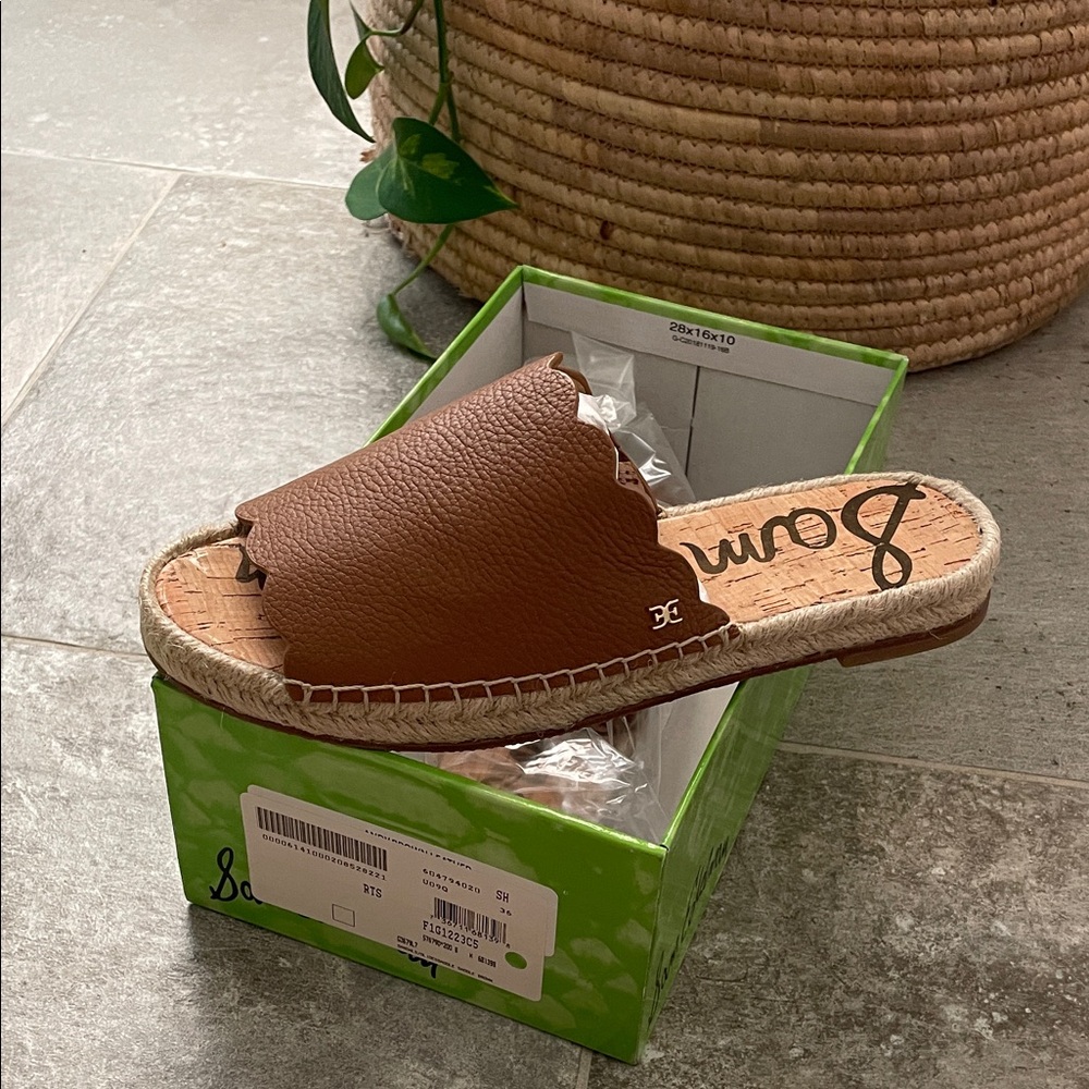 Sam Edelman Brown Espadrille Slide Sandals